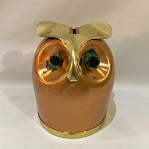 VTG MCM Coppercraft Copper Two-Tone Owl Piggy Bank Coin Bank